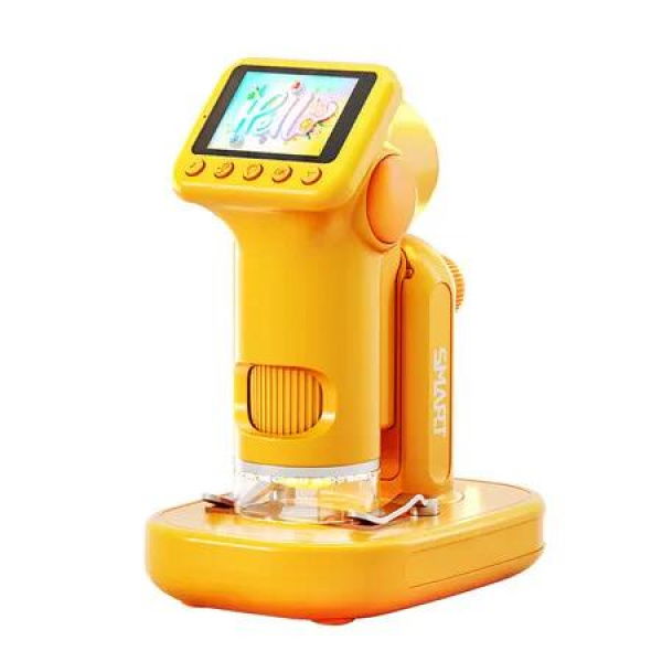 2 Inch Digital Screen Microscopes, Handheld Pocket Microscope with LED Light, Rechargeable Portable Microscope for Boys Girls (Yellow)