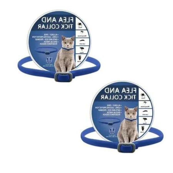 2-Pack 48cm Flea and Tick Collar for Cats and Small Dogs - 8 Months Prevention with Glow-in-the-Dark Insect Repellent