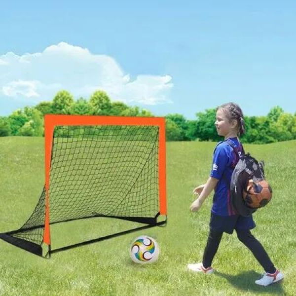 2-Pack 4x3(inch) Portable Pop-Up Soccer Goals for Kids, Quick and easy pop-up assembly, allowing for instant soccer fun(Orange)