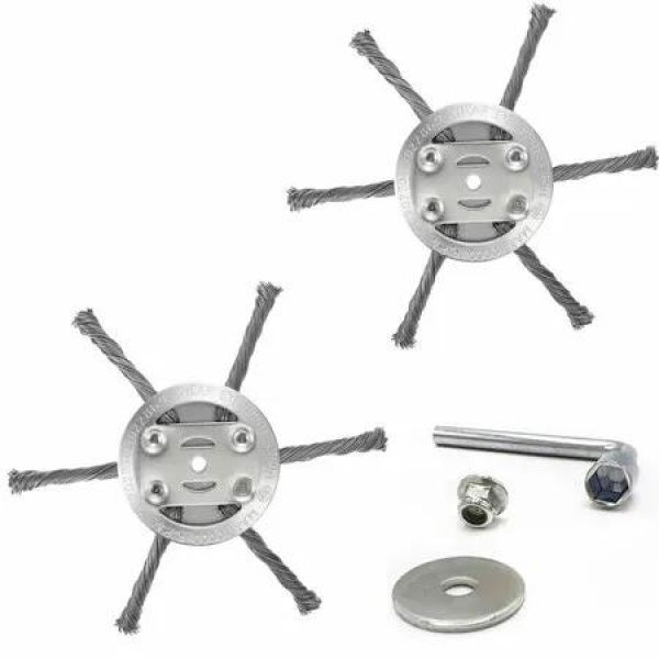 2 Pack 6 Inch Steel Wire Trimmer Head 150mm 6 Blade Replacement For String Trimmer Weed Remover Tool Lawn Mower