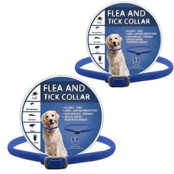 2-Pack 65cm Dog Flea and Tick Collar Effective Prevention for Dogs Glow-in-the-Dark Insect Repellent with 8 Months Protection