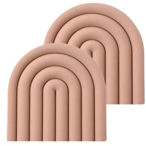 2-Pack Aesthetic Silicone Trivets For Hot Pot Holders Modern Heat-Resistant Mats For Countertop Hot Pads Spoon Rest (Pink)