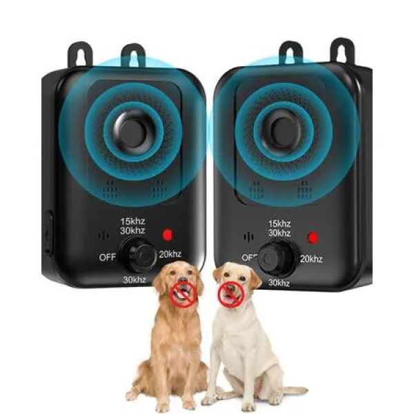 2 Pack Auto Dog Bark Control Devices with 3 Modes Rechargeable Ultrasonic Bark Box for Effective Indoor and Outdoor Use