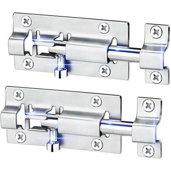 2 Pack Barrel Bolt Latch,Slide Bolt Latch 3 Inches Slide Latch Lock,Thickened Stainless Steel Sliding Lock for Door,Brushed Finish Sliding Bolt Lock,Sliding Bolt Latch with 12PCS Screws