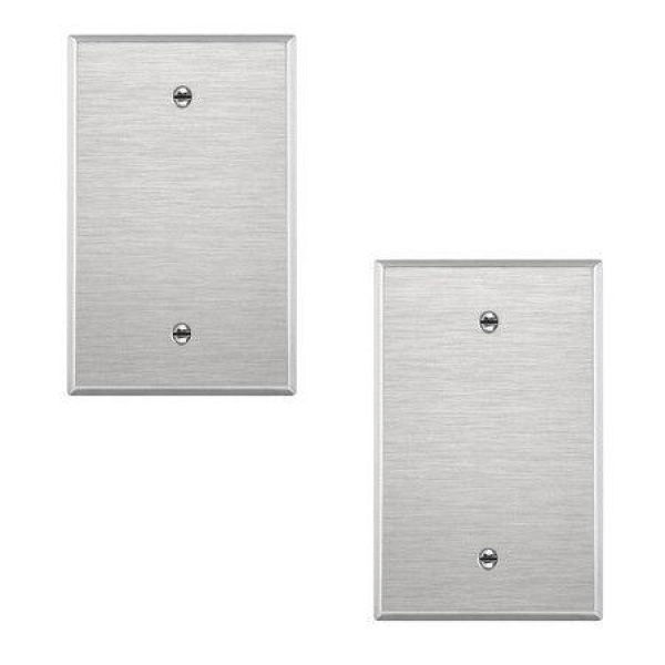 2-Pack Blank Device Metal Midway Wall Plates Corrosion Resistant Standard Size in Silver 430 Stainless Steel