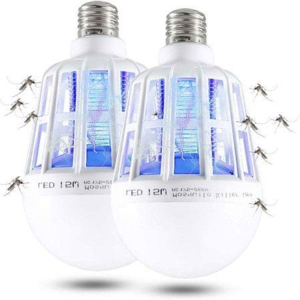 2-Pack Bug Zapper 2-in-1 Mosquito Light Bulbs Electronic Insect & Fly Killer Lamp.