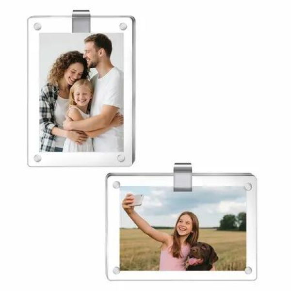 2 Pack Car Visor Photo Clip Visor Photo Frame,Clear Nonslip Strong Stickiness,Auto Accessories & Couple Pet Photos Universal Fit Family Road Trip Memories