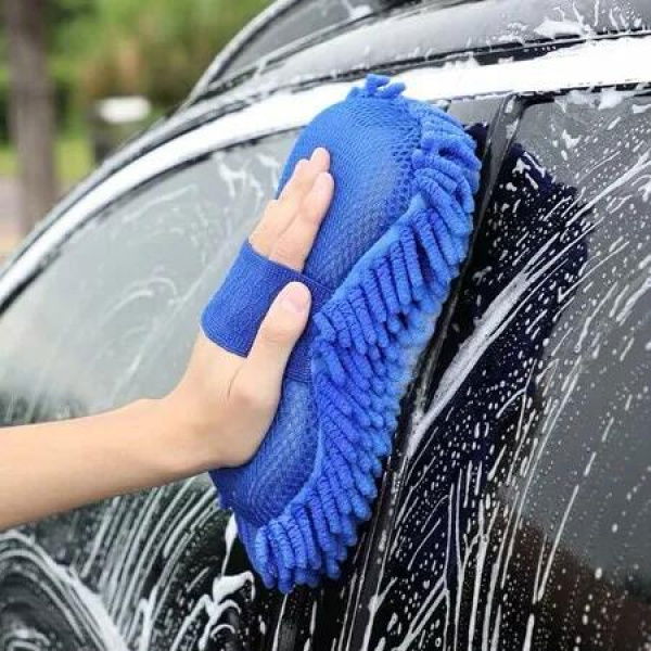 2 Pack Car Wash Sponge,Texture Two Sided Lint and Scratch-Free Ultra Absorbent Cleaning Glove Sponges Washing Tools for Motor Kicthen (Blue)