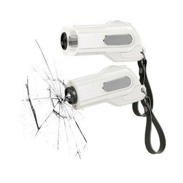 2-Pack Car Window Breaker Seatbelt Cutter 2-in-1 Emergency Keychain Car Escape Tool With Glass Breaker Seat Belt Cutter (White)