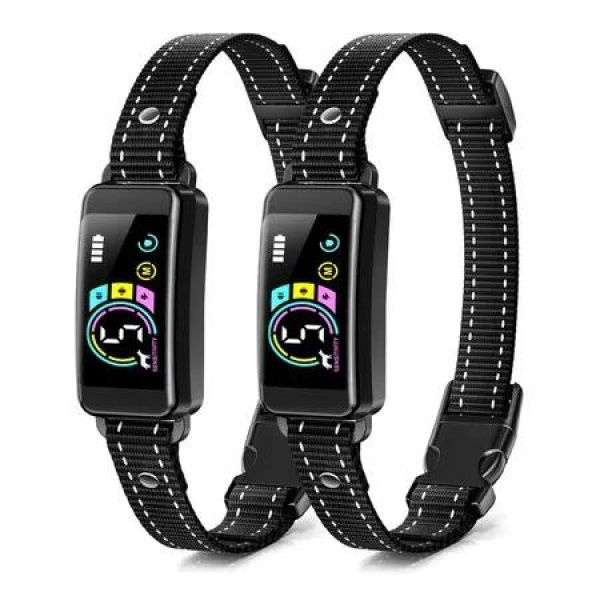 2 Pack Dog Bark Collar for Large Medium Small Dogs,Rechargeable Training Collar with Beep,Bark Collar with 5 Adjustable Sensitivity,Anti Barking Device