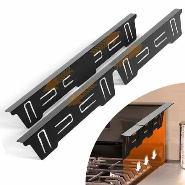 2 Pack Expandable Stainless Steel Stove Counter Gap Covers,Retractable to Fill the Gap Between Stove and Countertop Color Black