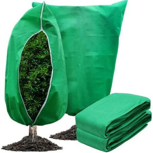 2-Pack Extra Large Plant Covers for Freeze Protection: Frost Cloth Tree Covers with Zipper and Drawstring