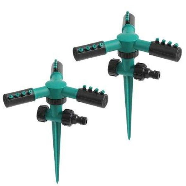 2 Pack Garden Lawn Watering Sprinkler,Dual Interface Automatic 360 Rotation Adjustment Sprinkler,Gardening Watering System (Green)