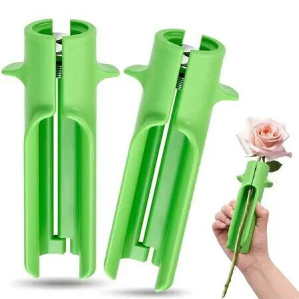2 Pack Gardening Flower Cleaner Cutter Rose Strippers Thorn Remover and Leaf Removal in Flower Shops(Green)