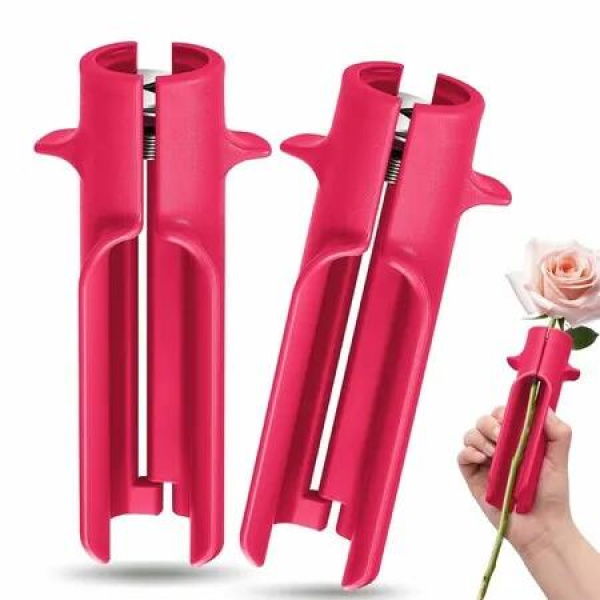 2 Pack Gardening Flower Cleaner Cutter Rose Strippers Thorn Remover and Leaf Removal in Flower Shops(Red)