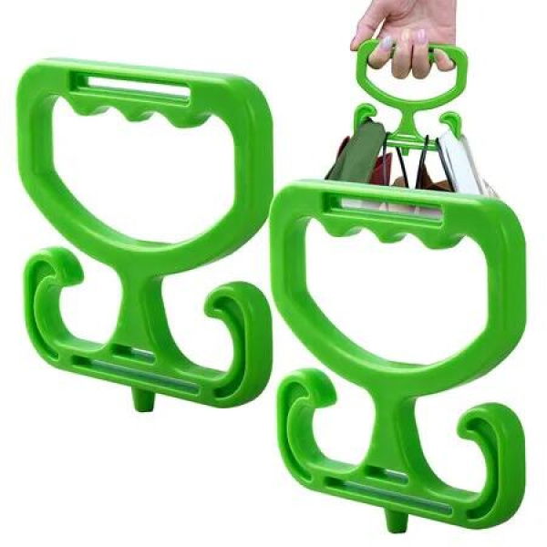 2 Pack Grocery Bag Carrier Handle, Heavy Duty Plastic Bag Holder for Shopping Buckets, Comfortable Grip Holds 100lbs Reusable & Easy to Carry Green