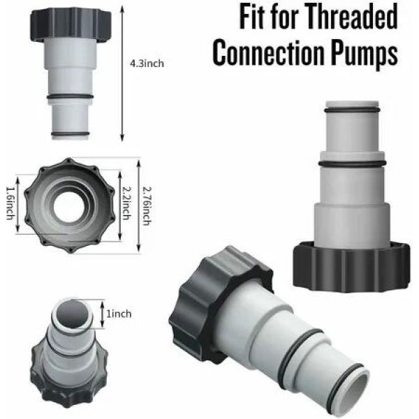 [2-Pack] Intex Compatible Replacement Hose Adapter with Collar for Threaded Connection Pumps