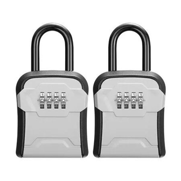 2 Pack Key Lock Box Wall Mount and Portable Combination Lockbox with Resettable Code,Security Lockbox for Outside House Keys,Spare Keys Storage