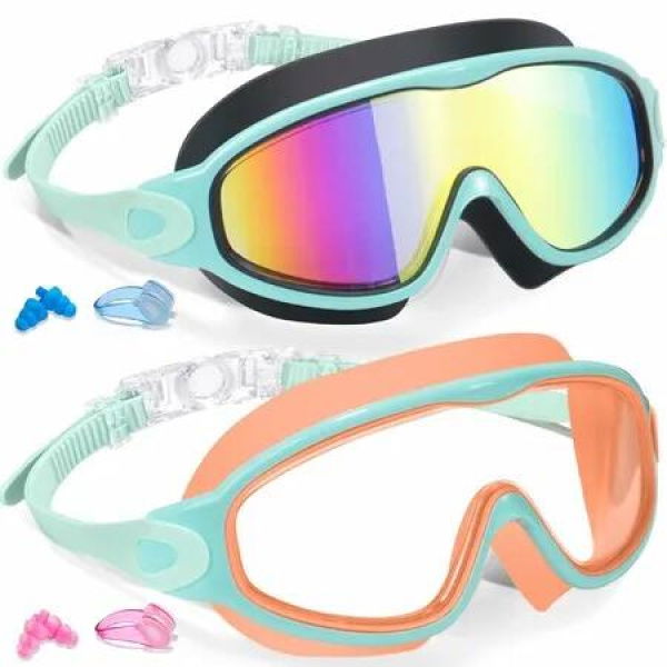 2 Pack Kids Swim Goggles for Age3+ UV Protection Anti-Fog Pool Water Swimming Goggles For Boys Girls