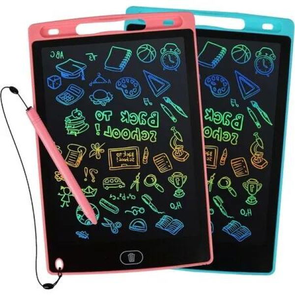 2-Pack LCD Writing Tablets with 8.5 Inch Colorful Lines for Kids Ages 3-6 - Educational and Creative Doodle Scribble Boards for Boys and Girls