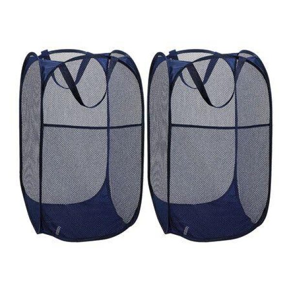 2 Pack Mesh Pop Up Laundry Basket With Handles Portable Durable Collapsible Storage Collapsible Laundry Bags For Kids Room College Dorm Or Travel