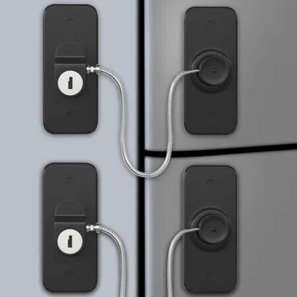 2 Pack Mini Fridge Locks for Kids No Drill Refrigerator Locks, Child Safety Locks for Cabinets Drawer Locks Freezer Lock Kids Proofing (Black)