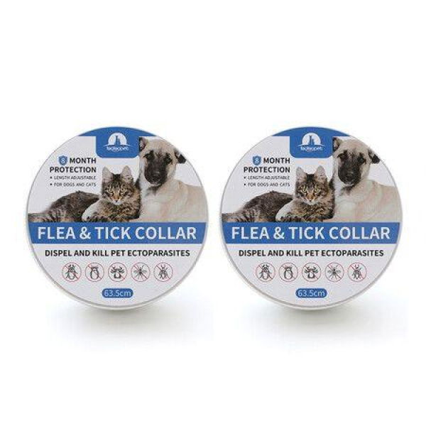 2-Pack Natural Flea and Tick Collar for Dogs 8-Month Prevention Adjustable 62cm Large Collars in Blue