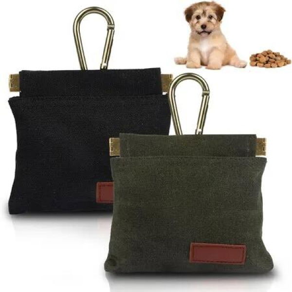 2 Pack Pet Snack Bag 13x11.5cm Dog Walking Pet Owners Col Black Army Green