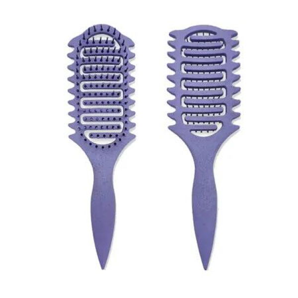 2 Pack Purple Hollow Comb Bounce Curl Define Styling Brush Scalp Massage