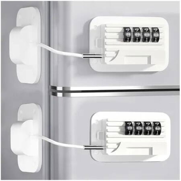 2 Pack Refrigerator Door Lock with Password, Child Proof Door Lock for Kitchen Refrigerator, Cabinets and Drawers, Closets, Windows (White)