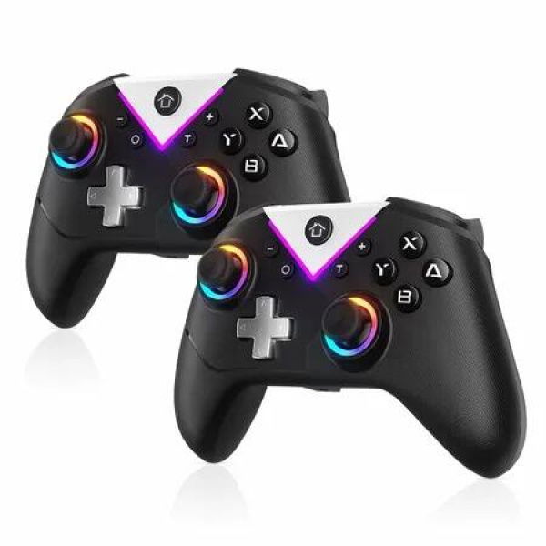 2 Pack RGB Wireless Switch Controller,PC Gaming Controller,Compatible with Steam and Switch