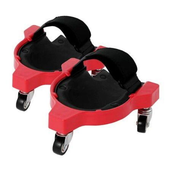 2-Pack Rolling Knee Pads With 3 Casters Comfortable Gel Cushions Full 360 Degree Turn Ideal For Any Floor Job (Red)