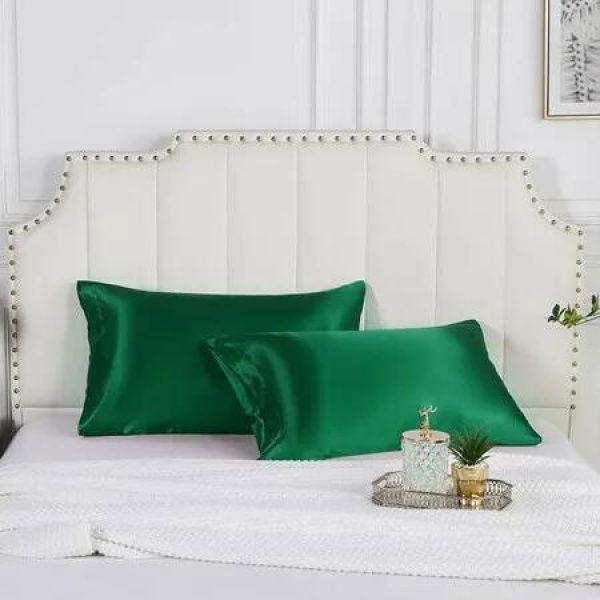 2-Pack Satin Pillowcases for Hair and Skin (Green, 51*66cm)