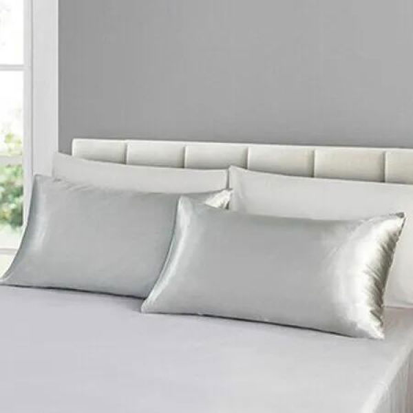 2-Pack Satin Pillowcases for Hair and Skin (Light Grey, 51*76cm)