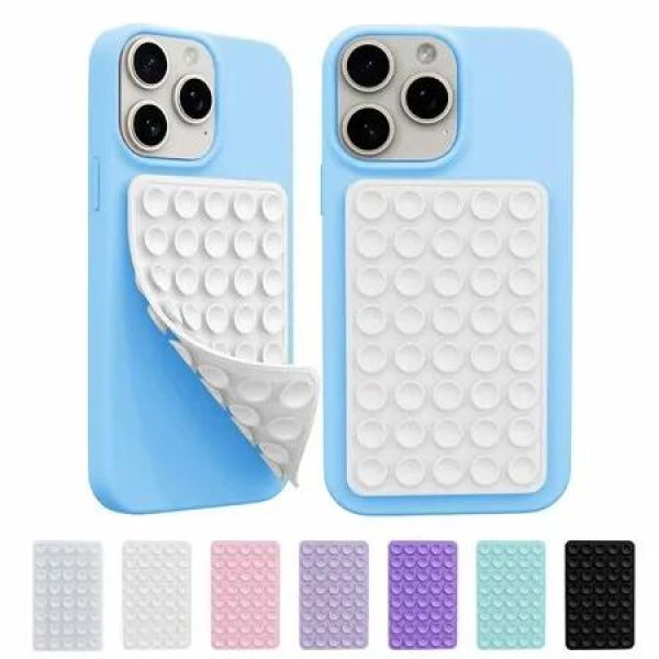 2 Pack Silicone Octo Cup Buddy Sticky Grip Holder,Silicone Suction Cup Phone Case Mount Double Sided,Hands-Free Phone Accessories (White)
