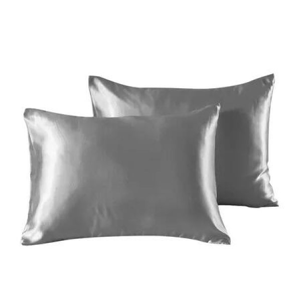 2-Pack Silk Satin Pillowcase Covers for Hair and Skin with Envelope Closure(51*66cm, Grey)