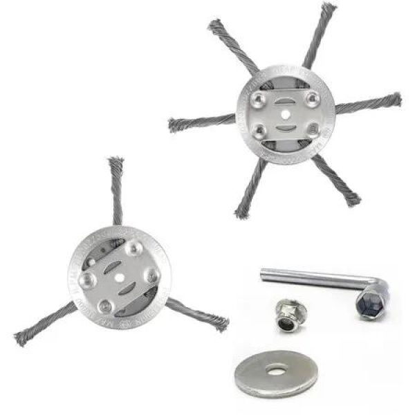 2 Pack Steel Wire Trimmer Head 6 Inch 6 Blade And 3 Blade Replacement For String Trimmer Weed Remover Tool Lawn Mower