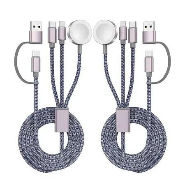 2 Pack Travel Essentials 3in2 Multi Fast Charging Cable for iPhone Apple Watch Charger Series X Portable TypeC Lightning Cable