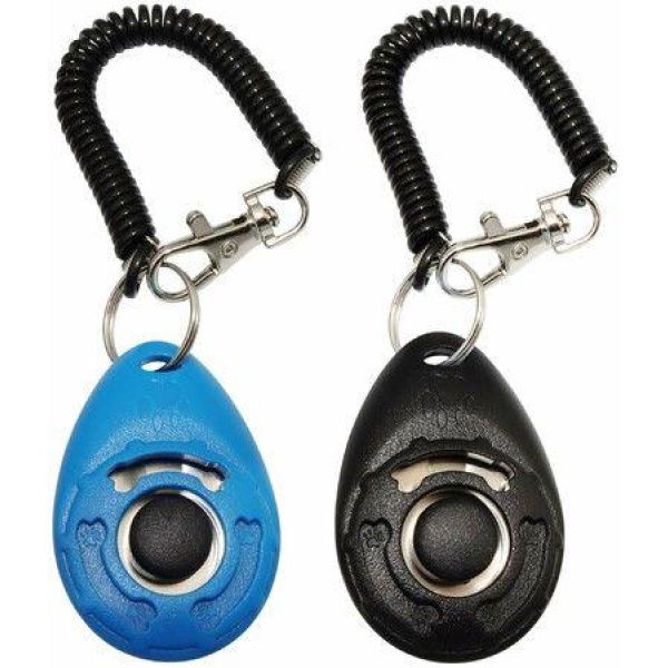 2 Pack(Black + Blue),Pet Training Clicker for Dog, Clickers with Wrist Strap for Cat Bird Puppy