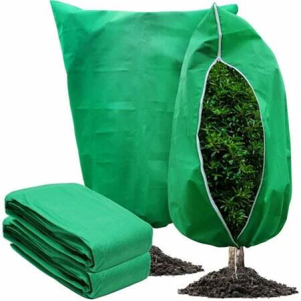 2 Packs Plant Covers Freeze Protection Large 47.7 X 71.7 Tree Covers Frost Cloth Plant Anti-Freeze Shrub Protection Bag with Zipper Drawstring Frost Blankets (Green)