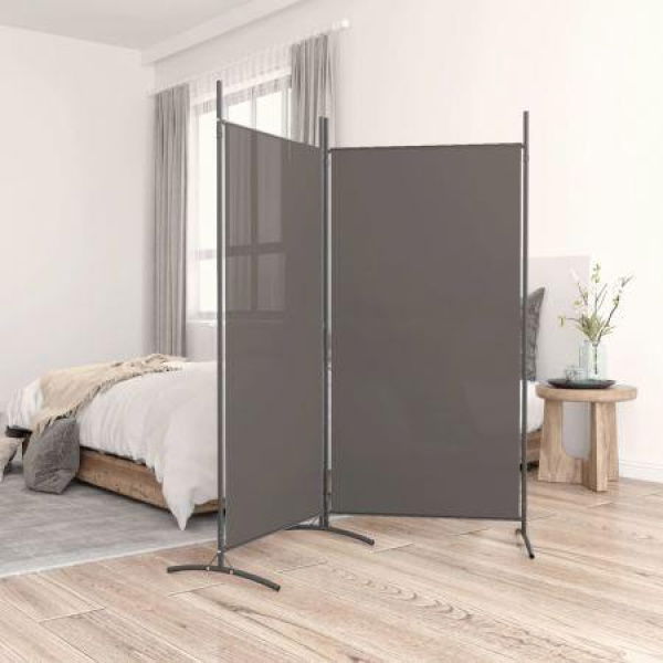 2-Panel Room Divider Anthracite 175x180 Cm Fabric