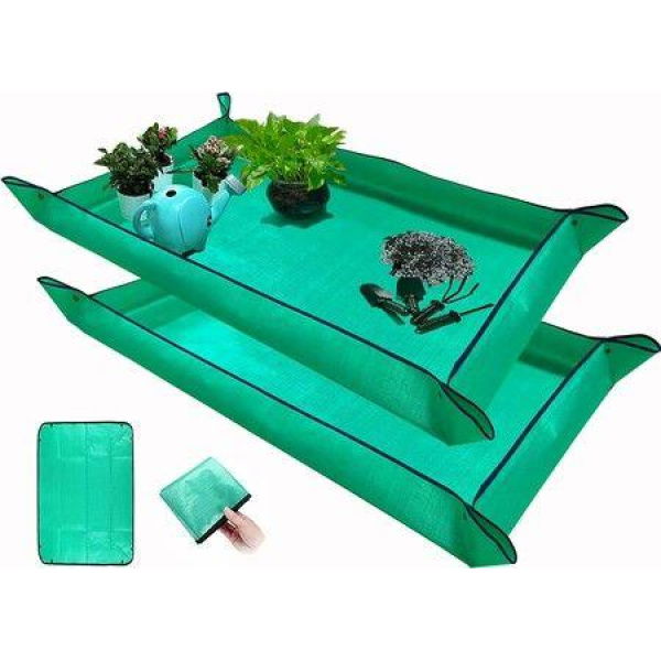 2 PCS 100*150cm Plant Repotting Mat Waterproof Indoor Succulent Potting Mat Portable Gardening Soil Changing and Watering mat and Foldable Garden mat