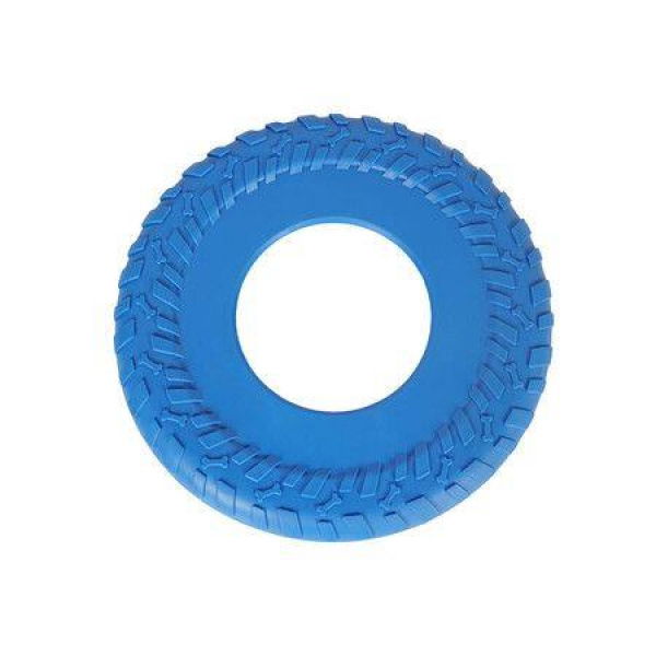 2 PCS Blue Dog Rubber Tire Flyer Dog Toy, Flying Disc, Lightweight, Durable, Floats in Water, Great for Beach and Pool,25.5cm Diameterï¼ŒBone pattern