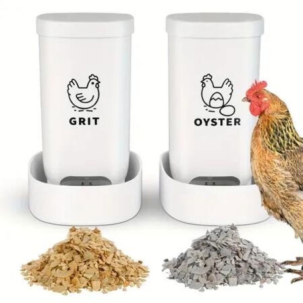 2 Pcs Chicken Oyster Shell Feeder And Grit Feeder Container Feeding Automatic Coop Accessories Leakproof