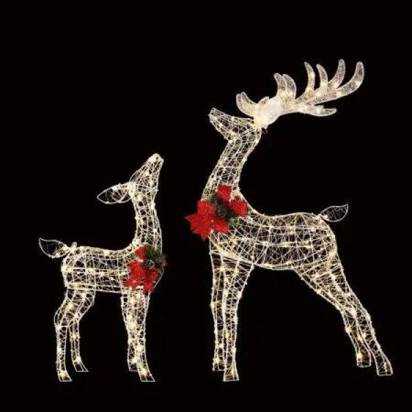 2 PCS Christmas Lights 170 LED Fairy Light Reindeer Decorations Jingle Jollys