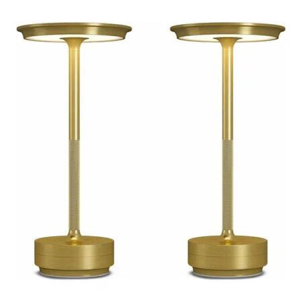 2 Pcs Cordless Table Lamps Rechargeable, 2000mAh Portable LED Table Light, for Patio, Restaurant, Home, Outdoor, Gold