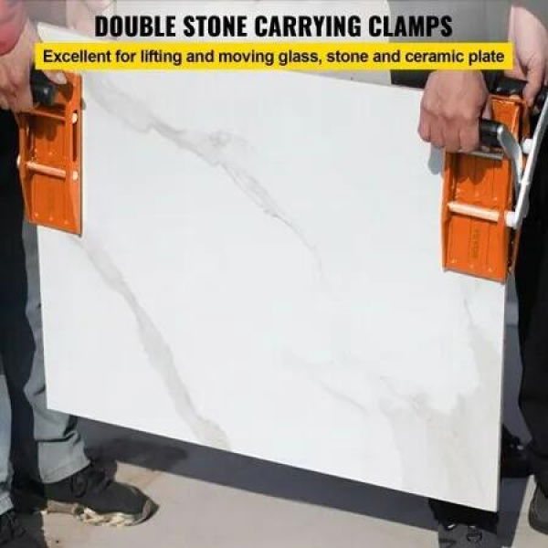 2 PCS Double Handed Stone Carrying Clamps, 50 mm Granite Lifting Tools with Slip-proof Rubber Pads, 200KG Loading Capacity for Moving Marble, Glass, Slabs and Plywood