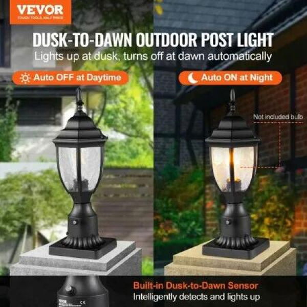 2 PCs Dusk to Dawn Outdoor Lamp Post Light Fixture 390 mm Pole Pier Mount