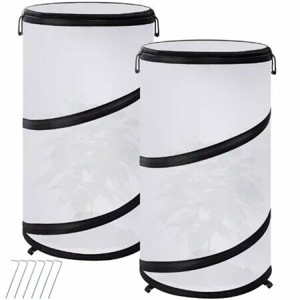 2 Pcs Pop Up Insect Barrier Plant Cover Net 19.6 x 11.8 Round Foldable Plant Protectors Mesh Plant Enclosure,Garden Net Cage Guard Cover