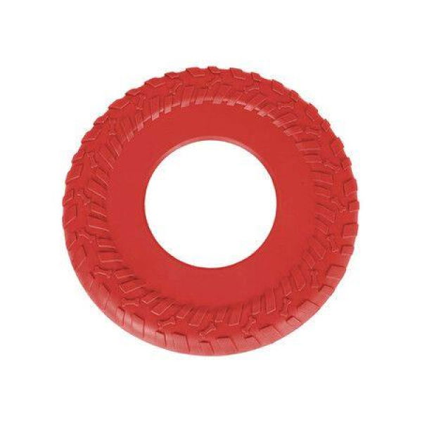 2 PCS Red Dog Rubber Tire Flyer Dog Toy, Flying Disc, Lightweight, Durable, Floats in Water, Great for Beach and Pool,25.5cm Diameterï¼ŒBone pattern